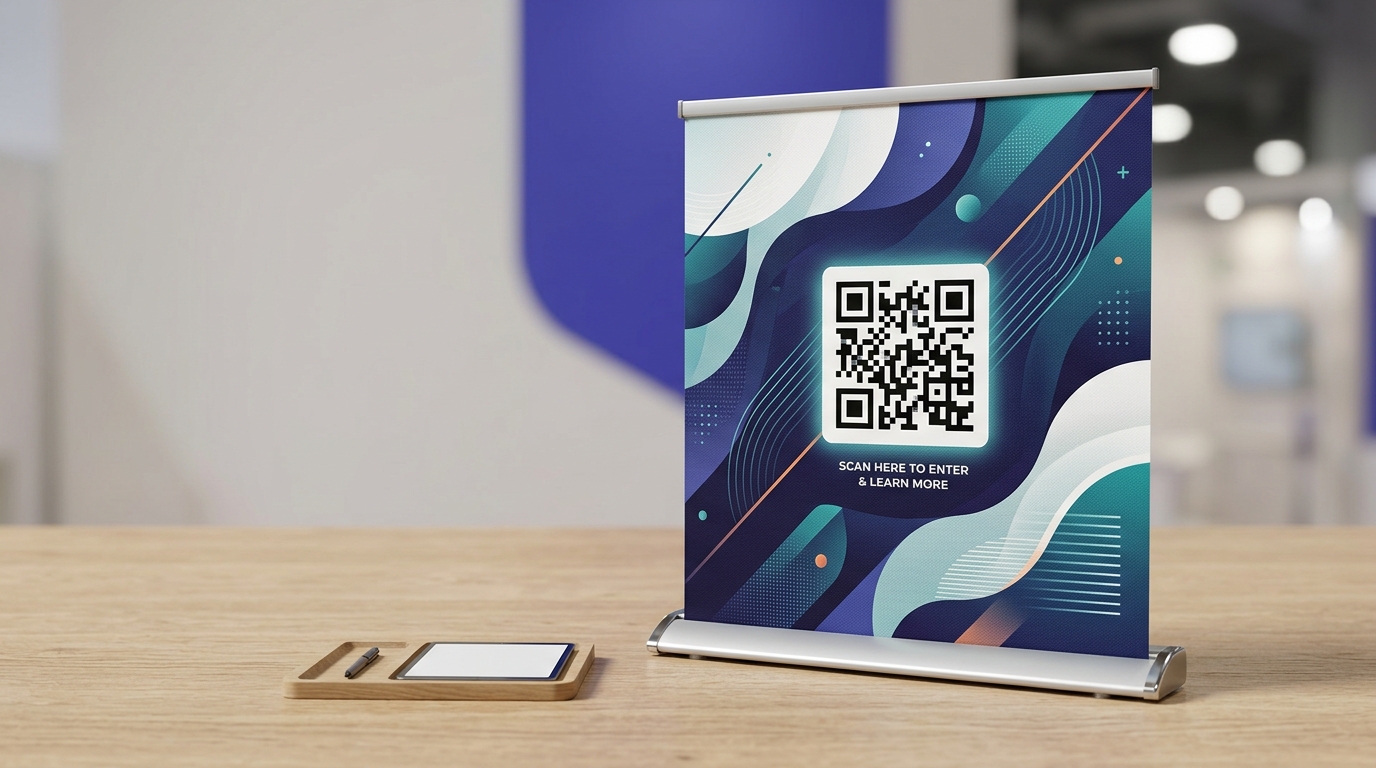 QR Codes on Banners & Pull-ups — Make your exhibition stand work after the show.